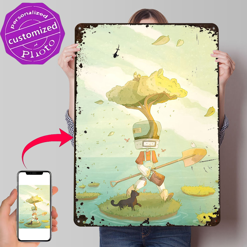 Bonsai Garden Wall - โปสเตอร์หุ่นยนต์ปลูกบอนไซ The Gardener แบบเรโทร พิมพ์ลาย 3