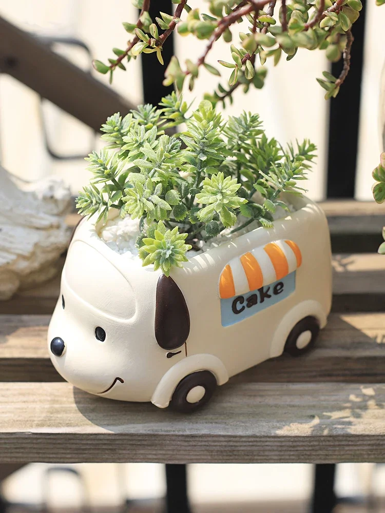 Mini Bonsai Zen Garden - รถบรรทุกอาหารสัตว์พืชขนาดเล็กหม้อเรซิ่น Succulent Planter สําหรับ Home Office
