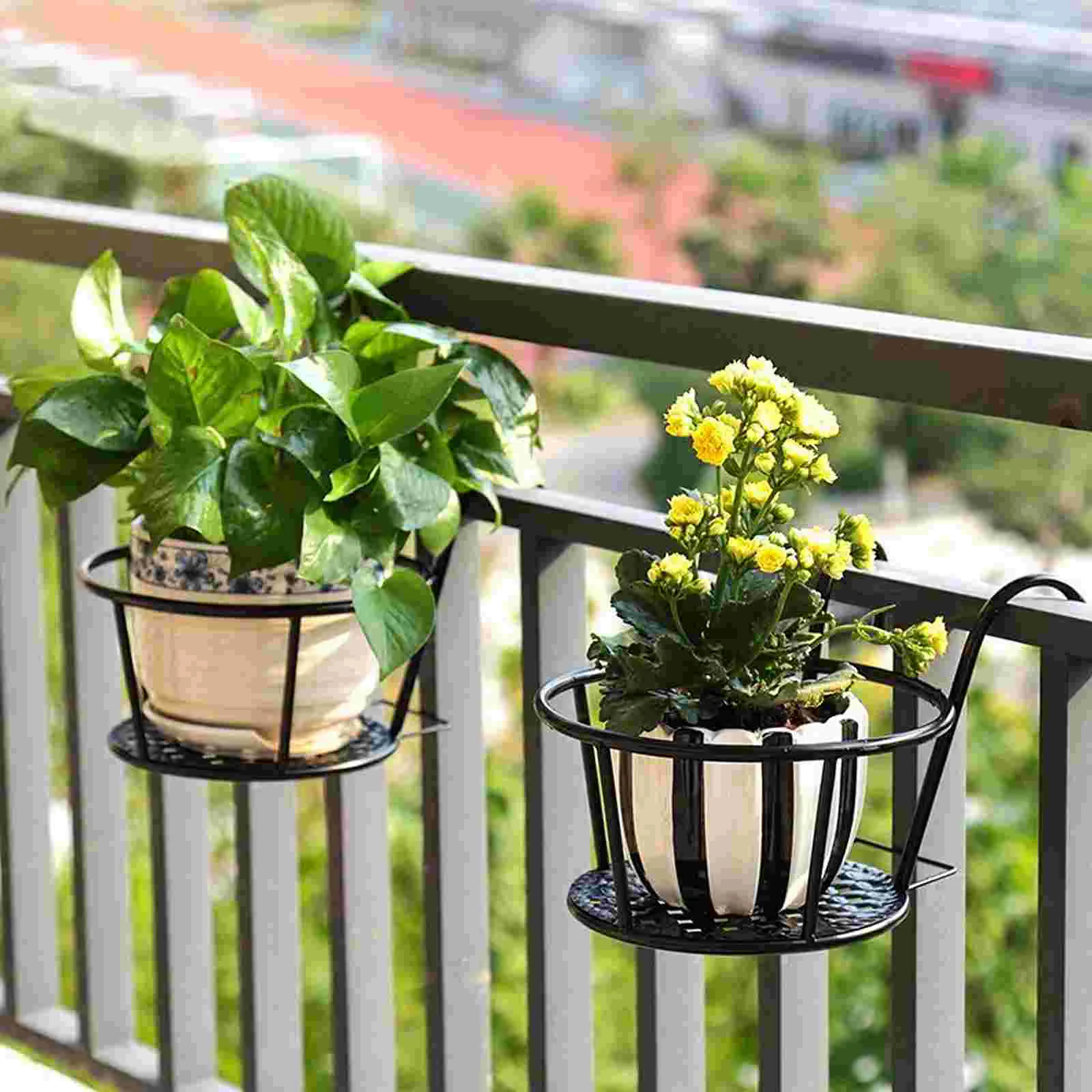 Bonsai Garden Wall - 2 ชิ้นเหล็กดอกไม้หม้อแขวนผนังระเบียงชาวไร่ Rack ผู้ถือกระถาง Dorm Plant