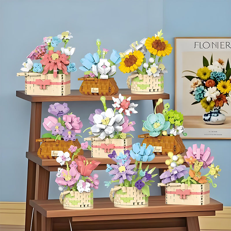 Bonsai Garden Lego Set - ชุดตัวต่อบล็อกสร้างสวนดอกไม้ ต้นไม้ ดอกกุหลาบ ดอกทานตะวัน ไม้อวบน้ำ บอนไซ