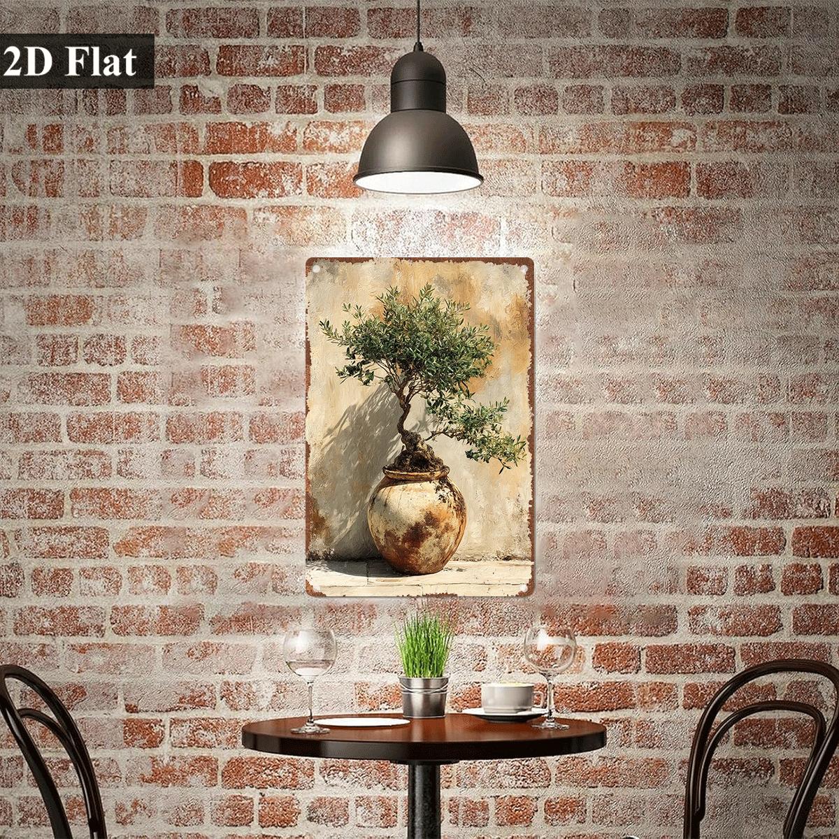 ป้ายโลหะวินเทจลายต้นมะกอกบอนไซ - Bonsai Garden Wall บทวิจารณ์และราคา