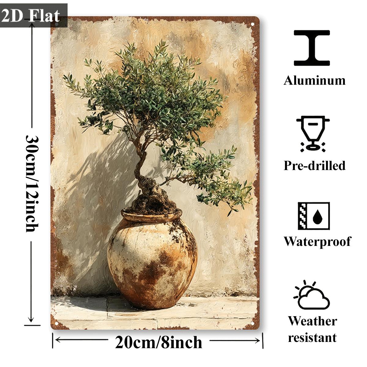 ป้ายโลหะวินเทจลายต้นมะกอกบอนไซ - Bonsai Garden Wall บทวิจารณ์และราคา