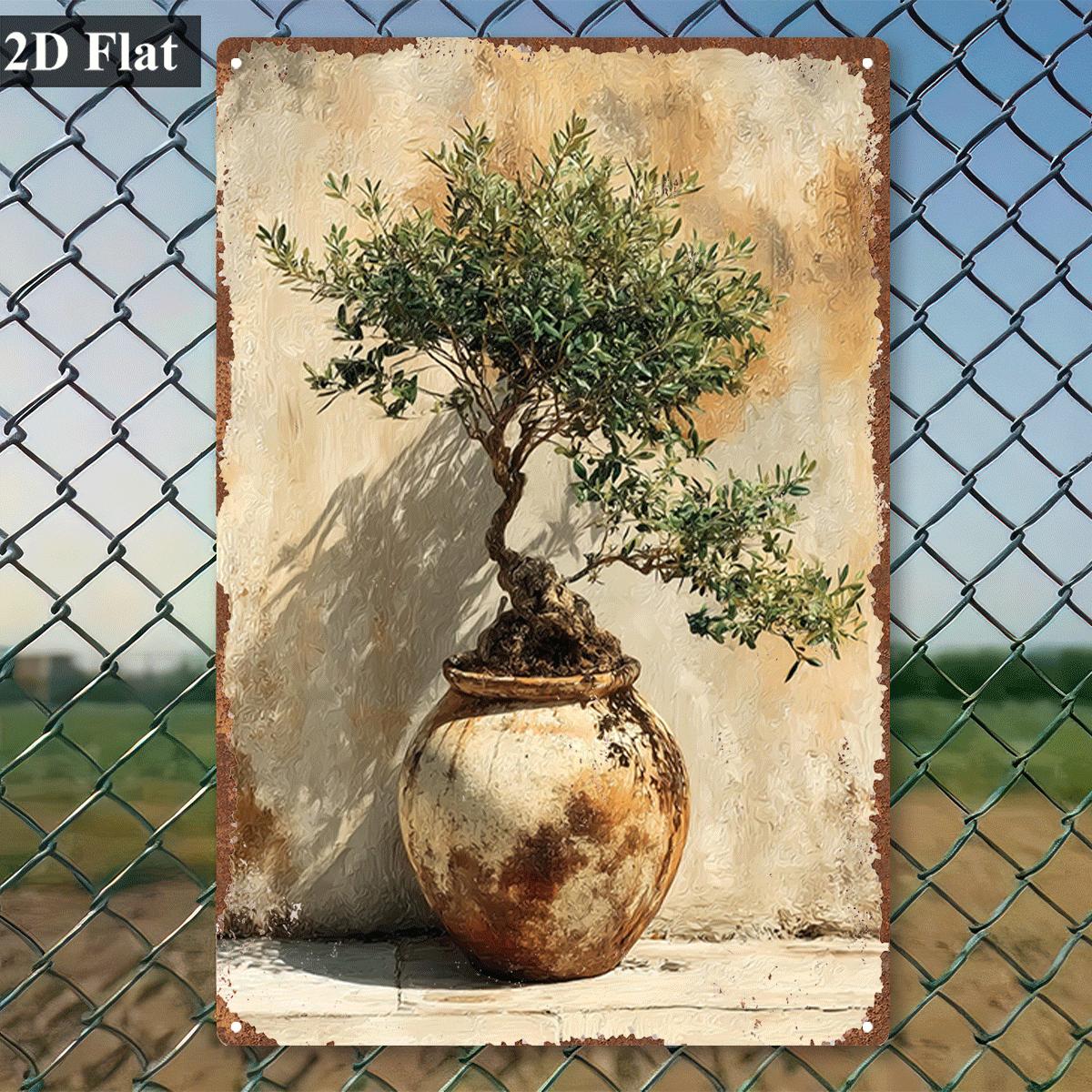ป้ายโลหะวินเทจลายต้นมะกอกบอนไซ - Bonsai Garden Wall บทวิจารณ์และราคา
